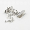 Brass Ribbon Ends with Lobster Claw Clasps and Chains KK-K004C-P-2