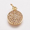 Brass Cubic Zirconia Charms KK-P134-25G-1