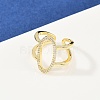 Brass Micro Pave Cubic Zirconia Cuff Rings for Women RJEW-F186-02G-5