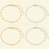 10Pcs 2 Colors 304 Stainless Steel Paperclip Chain Bracelets BJEW-BBC0001-21-6