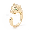 Yellow Green Cubic Zirconia Leopard Open Cuff Ring KK-E005-13G-1