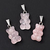 Natural Rose Quartz Pendants G-G854-01P-06-2