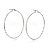 Tarnish Resistant 201 Stainless Steel Hoop Earrings X-MAK-R018-50mm-S-1