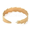 304 Stainless Steel Feather Cuff Bangles BJEW-G694-03G-3