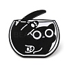 Black Cat with Bowl Alloy Enamel Brooch JEWB-E022-04EB-02-1