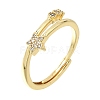 Brass Micro Pave Clear Cubic Zirconia Finger Rings for Women CU-CBAE7DF-12G-03-4