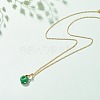 Rondelle Natural Malaysia Jade Pendant Necklace with Brass Cable Chains for Women NJEW-JN03880-3