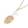 Natural Pearl Beads Natural Cowrie Shell Pendant Necklace for Teen Girl Women NJEW-JN03745-01-4