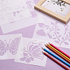 2Sets Square with Floral & Butterfly Pattern PET Drawing Stencil DIY-CW0001-12-5
