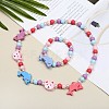 Plastic & Wood Beaded Necklaces & Beaded Bracelets Sets WG31E53-22-1
