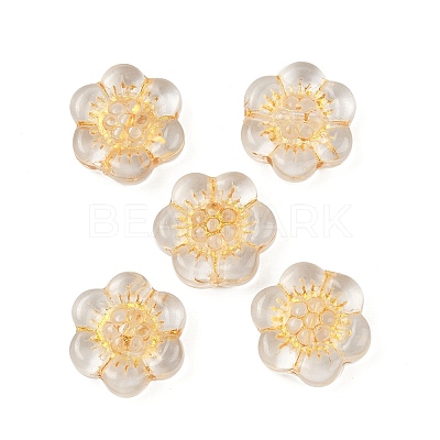 Baking Paint and Golden Metal Enlaced Glass Beads DGLA-T004-10B-1