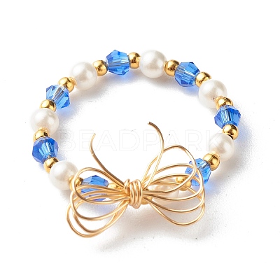 Imitate Austrian Crystal Bicone Glass Beaded Finger Rings RJEW-TA00003-04-1