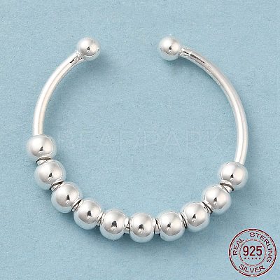 925 Sterling Silver Open Cuff Rings RJEW-P091-01C-S-1