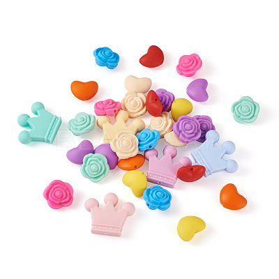 50Pcs 15 Style Food Grade Eco-Friendly Silicone Focal Beads SIL-TA0001-10-1