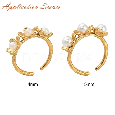 304 Stainless Steel Flower Open Cuff Ring Findings LS-STAS-K263-04G-1