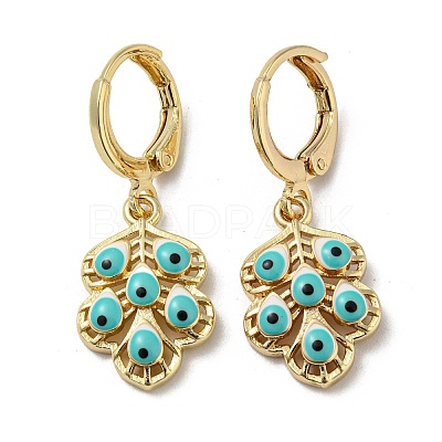 Real 18K Gold Plated Brass Dangle Leverback Earrings EJEW-A033-13G-1