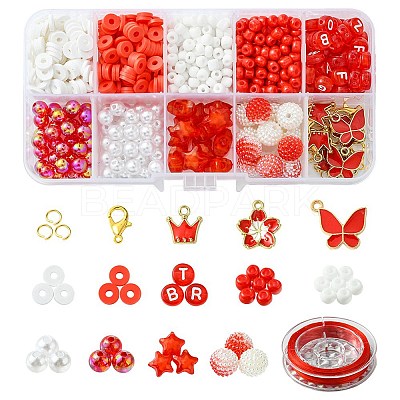 DIY Round Acrylic & Glass Beads Bracelets Jewelry Kits DIY-FS0006-29D-1