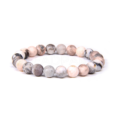 Natural Zebra Jasper Bead Stretch Bracelets BJEW-K212-A-035-1