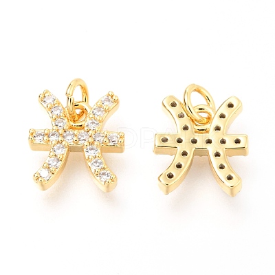 Brass Micro Pave Clear Cubic Zirconia Charms ZIRC-O036-30G-B-1