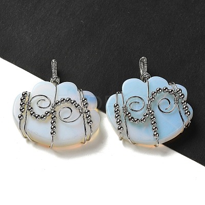 Opalite Copper Wire Wrapped Pendants G-K338-07P-06-1