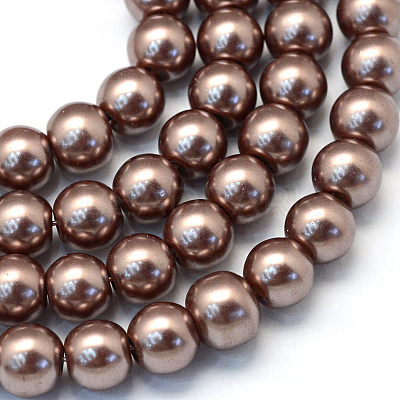 Baking Paint Pearlized Glass Pearl Round Bead Strands X-HY-Q330-8mm-78-1