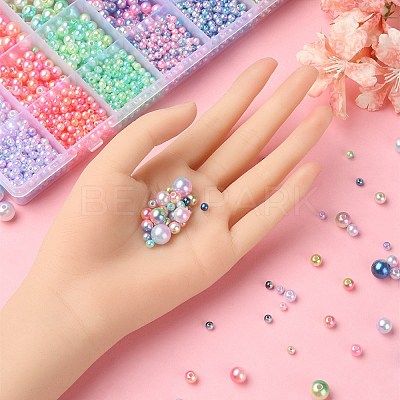 Rainbow ABS Plastic Imitation Pearl Beads OACR-YW0001-79-1