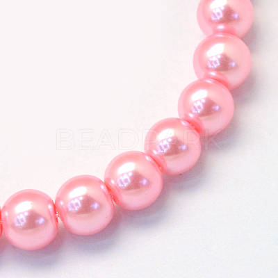 Baking Paint Pearlized Glass Pearl Round Bead Strands X-HY-Q003-6mm-53-1