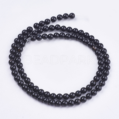 Natural Black Onyx Beads Strands G-H1567-4MM-1