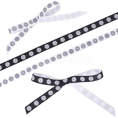 2 Rolls 2 Styles Volleyball Theme Polyester Grosgrain Ribbons OCOR-CP0001-22-1