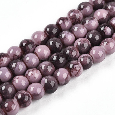 Baking Paint Glass Beads Strands DGLA-N003-6mm-C09-1