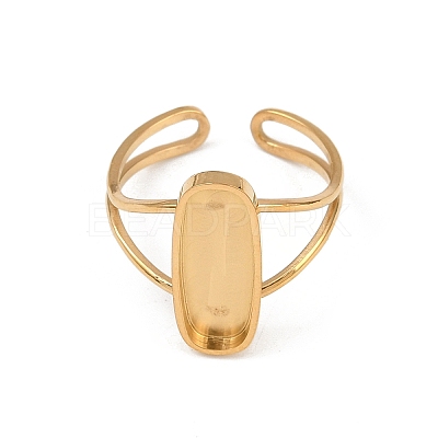 Real 18K Gold Plated 304 Stainless Steel Cuff Ring Components STAS-A191-12D-G-1