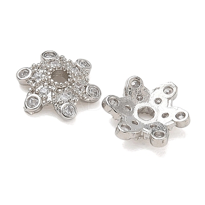 Brass Micro Pave Cubic Zirconia Bead Caps CU-CBA6E4E-10P-1