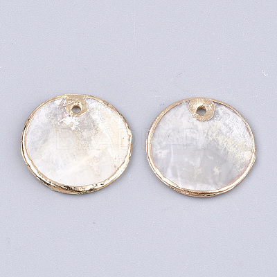 Electroplate Capiz Shell Pendants X-SHEL-T012-07B-1
