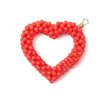 Seed Beads Beaded Charms PALLOY-MZ00357-1