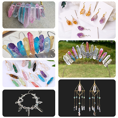 2 Strands Natural Dyed Quartz Pointed Stick Beads Strands G-PA0001-77-1