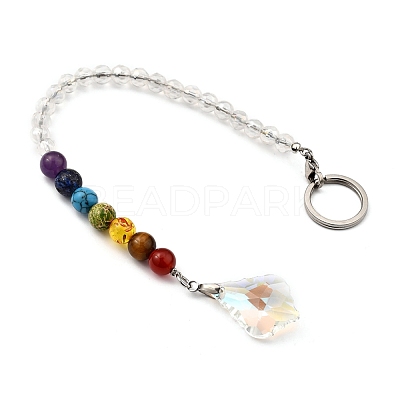 Chakra Leaf Crystal Suncatcher Dowsing Pendulum Pendants PALLOY-JF00460-01-1