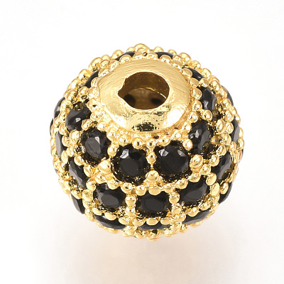 Brass Micro Pave Cubic Zirconia Beads ZIRC-Q013-8mm-143G-1
