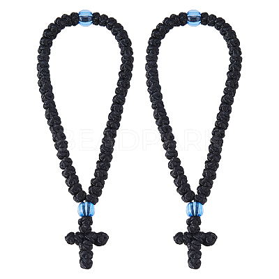 2Pcs Waxed Cord Charm Bracelets BJEW-DC0001-24-1