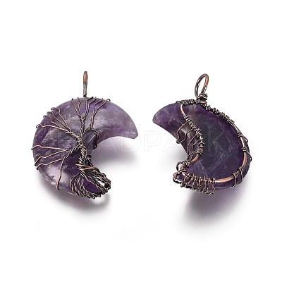 Natural Amethyst Tree of Life Wire Wrapped Pendants G-L520-E02-R-NF-1