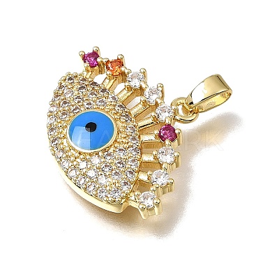 Brass Micro Pave Cubic Zirconia with Blue Enamel Pendants CU-CBAA556-09A-1
