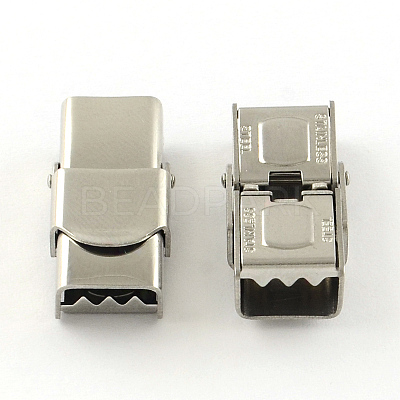 Tarnish Resistant Smooth Surface 201 Stainless Steel Watch Band Clasps STAS-R063-87-1