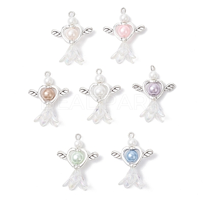 7Pcs Acrylic & Tibetan Style Alloy Pendants PALLOY-JF04330-1