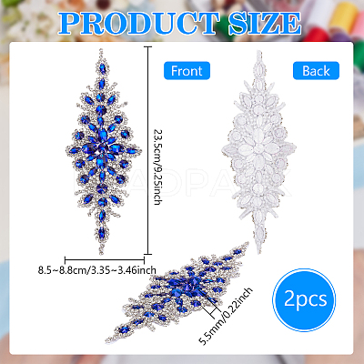 Flower Polyester & Rhinestone Embroider Thread Iron on/Sew On Patches AJEW-WH0596-454-1
