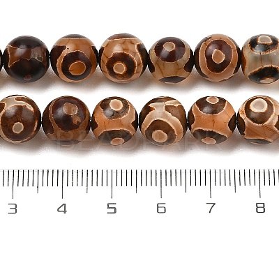 Natural Tibetan 3-Eye dZi Agate Beads Strands G-A240-A03-02-1