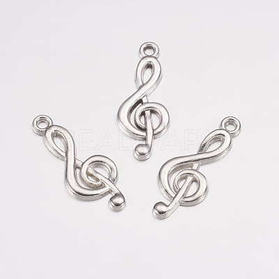 Tibetan Style Alloy Treble Clef Pendants X-TIBEP-R315-AS-LF-1