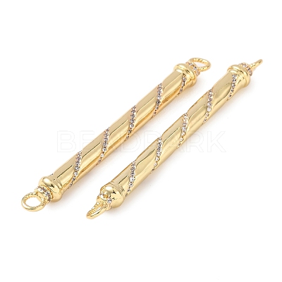 Brass Micro Pave Clear Cubic Zirconia Connector Charms KK-C143-10G-1