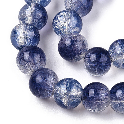 Transparent Crackle Baking Paint Glass Beads Strands X-DGLA-T003-01C-02-1