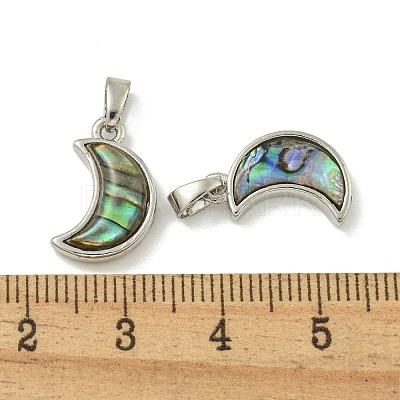 Rack Plating Brass Natural Paua Shell Pendants LS-KK-U025-06P-02-1