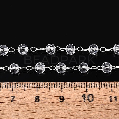 Handmade Glass Faceted Round Beaded Chains CHC-ZX005-05S-1