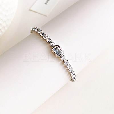 304 Stainless Steel Micro Pave Cubic Zirconia Link Chain Bracelets for Women FS-WG578D6-01-1